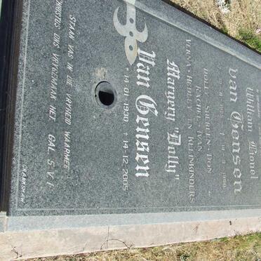 GENSEN William Lionel, Van  1925-1990 &amp; Margery 1930-2005