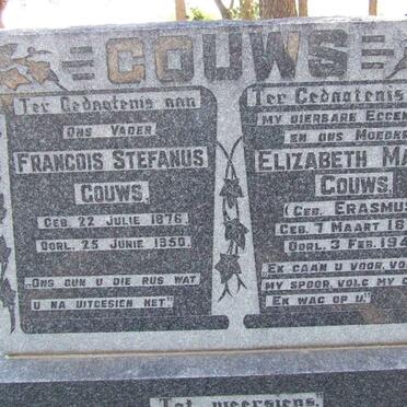 GOUWS Francois Stefanus 1876-1950 &amp; Elizabeth Maria ERASMUS 1879-1949
