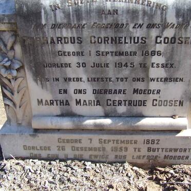 GOOSEN Gerhardus Cornelius 1886-1945 &amp; Martha Maria Gertrude 1882-1959