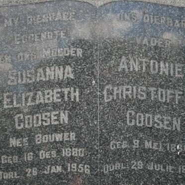 GOOSEN Antonie Christoffel 1880-1968 &amp; Susanna Elizabeth BOUWER 1880-1956