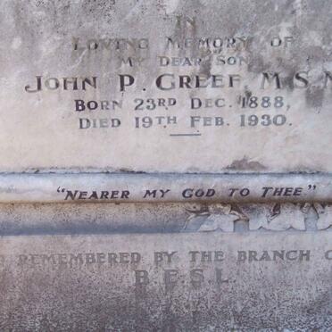 GREEFF John J.P. 1888-1930