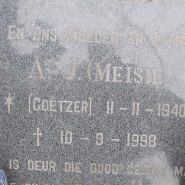 GREYLING A.J. nee COETZER 1940-1998