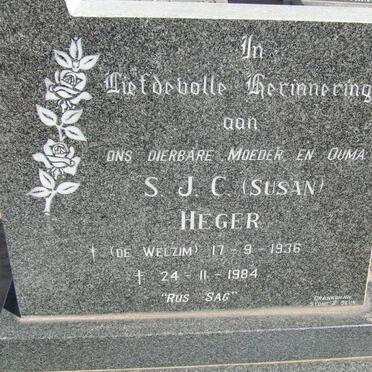HEGER S.J.C. nee DE WILZEM 1936-1984