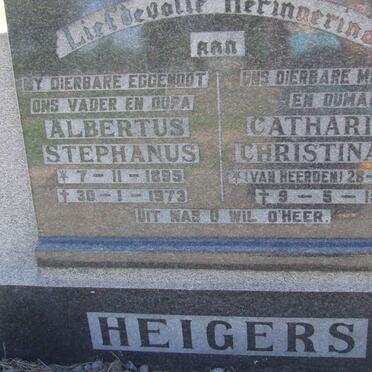 HEIGERS Albertus Stephanus 1895-1973 &amp; Catharina Christina J. VAN HEERDEN 1892-19.1
