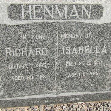 HENMAN Richard -1965 &amp; Isabella -1971