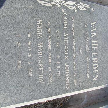 HEERDEN Carel Stefanus Johannes, van 1893-1985 &amp; Maria Margaretha  DE WET 1906-1986
