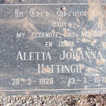 HATTINGH Aletta Johanna 1928-1978