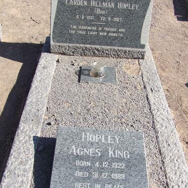 HOPLEY Carden Hillman 1921-1967 &amp; Agnes King 1922-1989