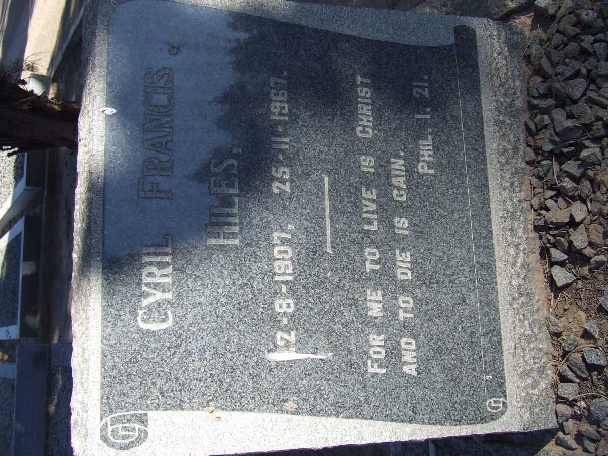 HILES Cyril Francis 1907-1967