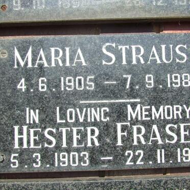 STRAUSS Maria 1905-1980 :: FRASER Hester 1903-1989