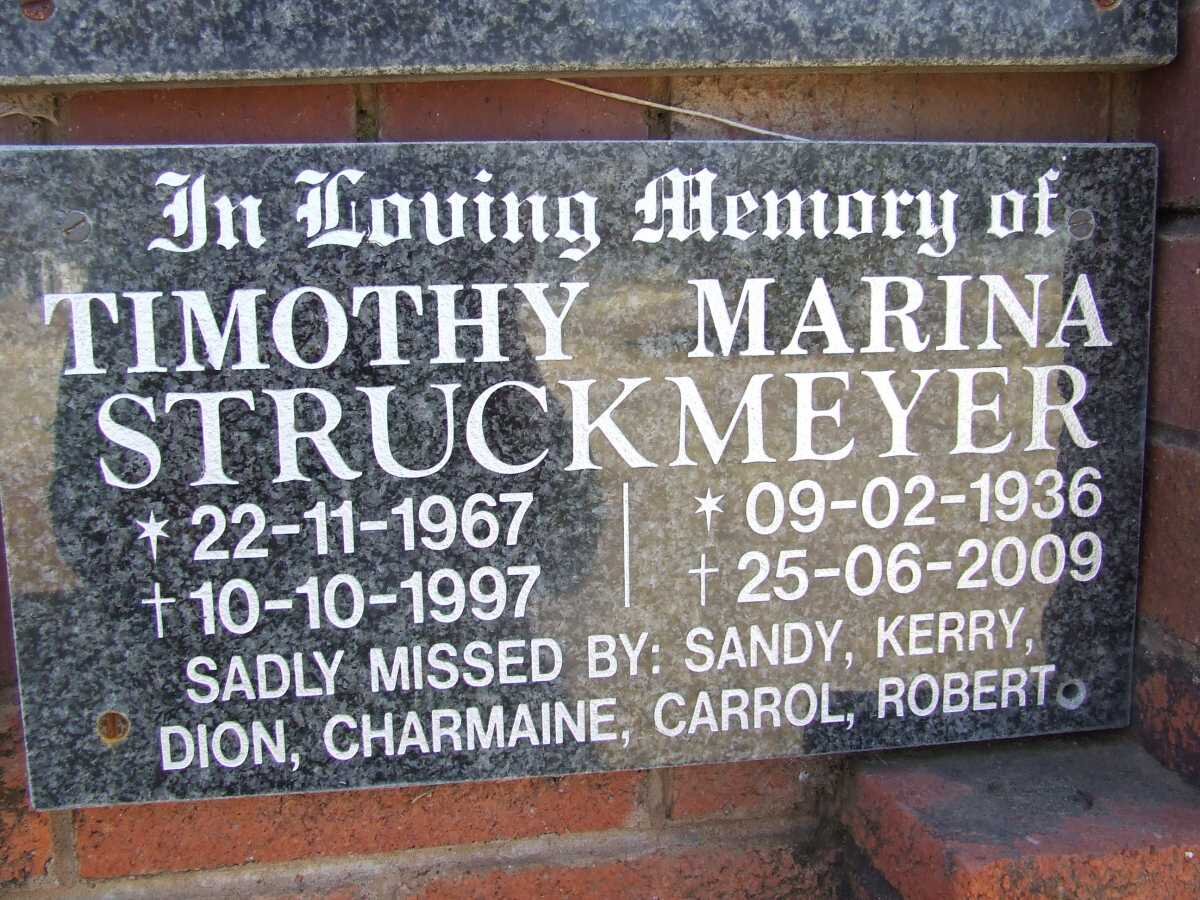 STRUCKMEYER Timothy 1967-1997 &amp; Marina 1936-2009