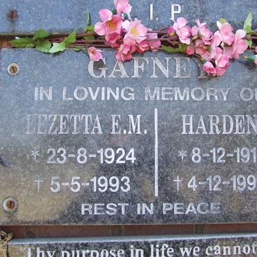 GAFNEY Harden 1912-1998 &amp; Lezetta E.M. 1924-1993