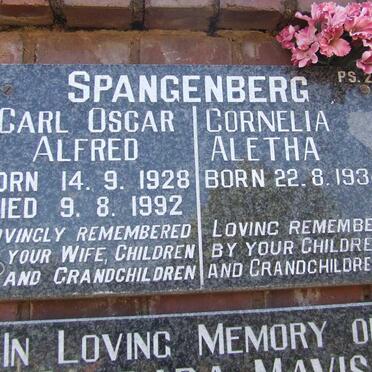 SPANGENBERG Carl Oscar Alfred 1928-1992 &amp; Cornelia Aletha 1934-