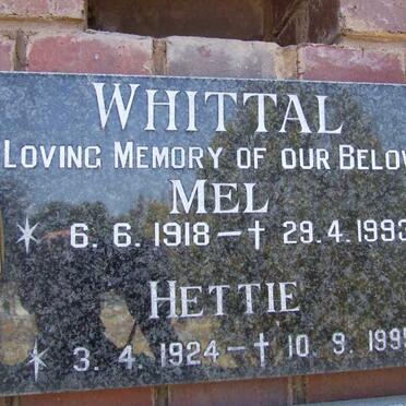 WHITTAL Mel 1918-1993 &amp; Hettie 1924-1995
