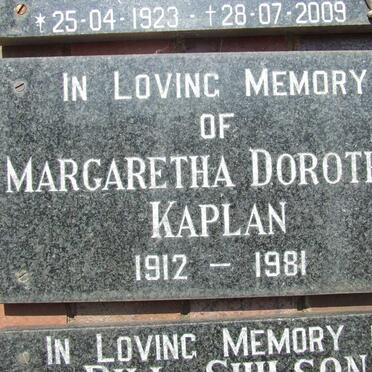 KAPLAN Margaretha Dorothea 1912-1981