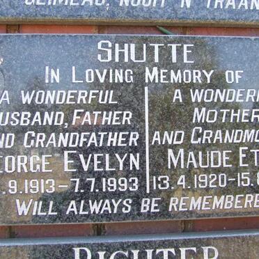 SHUTTE George Evelyn 1913-1993 &amp; Maude Ethel 1920-1999