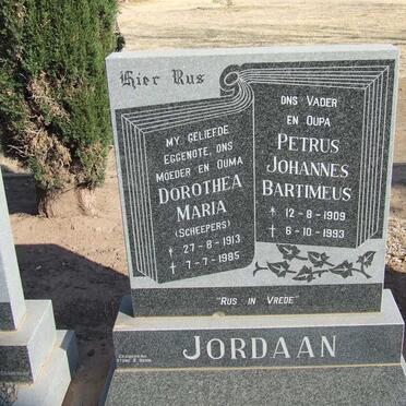 JORDAAN Petrus Johannes Bartimeus 1909-1993 &amp; Dorothea Maria SCHEEPERS 1913-1985