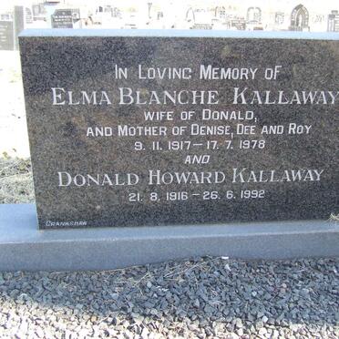 KALLAWAY Donald Howard 1916-1992 &amp; Elma Blanche 1917-1978