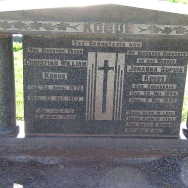 KOBUS Christian William 1878-1963 &amp; Johanna Sophia 1885-1945