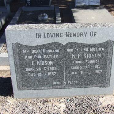 KIDSON E. 1909-1957 &amp; N.F. FOURIE 1915-1967