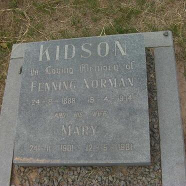 KIDSON Fenning Norman 1888-1974 &amp; Mary 1901-1981