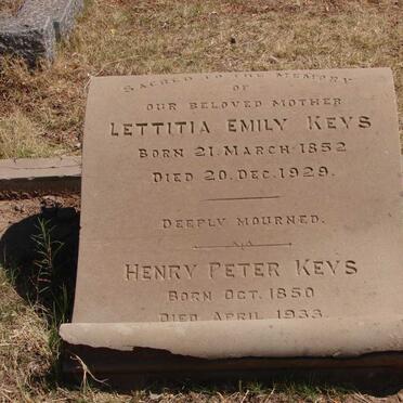 KEYS Lettitia Emily 1852-1929 :: KEYS Henry  Peter 1850-1933