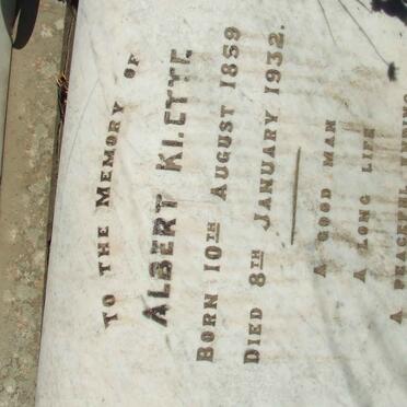 KLETTE Albert 1859-1932 &amp; Alice Mary CLARK -1929