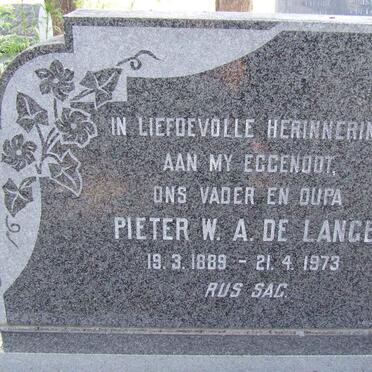 LANGE Pieter W.A., de 1889-1973