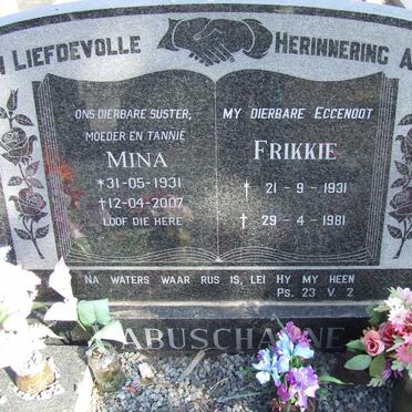 LABUSCHAGNE Frikkie 1931-1981 &amp; Mina 1931-2007