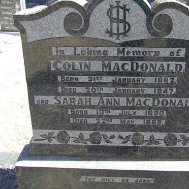 MACDONALD Colin 1882-1947 &amp; Sarah Ann 1890-1969