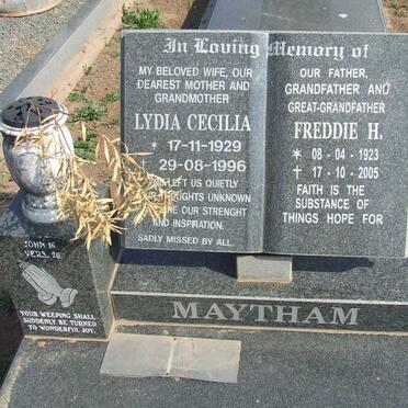 MAYTHAM Freddie H. 1923-2005 &amp; Lydia Cecilia 1929-1996