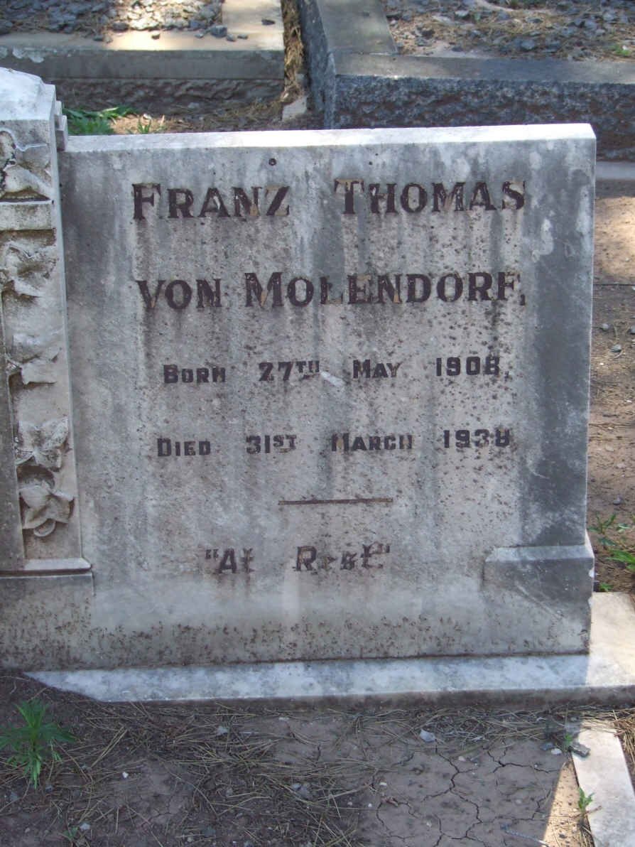 MOLENDORF Franz Thomas, von 1908-1938
