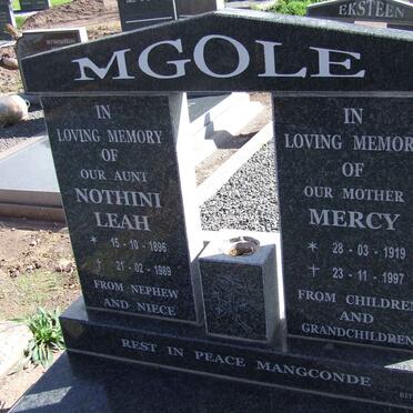 MGOLE Nothini Leah 1896-1989 :: MGOLE Mercy 1919-1997