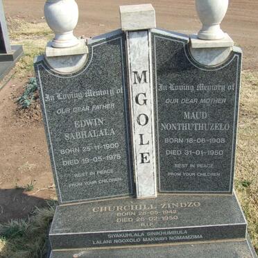 MGOLE Edwin Sabhalala 1900-1975 &amp; Maud Nonthuthuzelo 1908-1950 :: MGOLE Churchill Zindzo 1942-1950