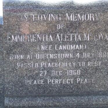 McEWAN Emmerentia Aletta M. nee LANDMAN 1888-1960