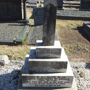 McDONALD Hugh Ronald -1956 &amp; Grace Constance BETTISON -1966