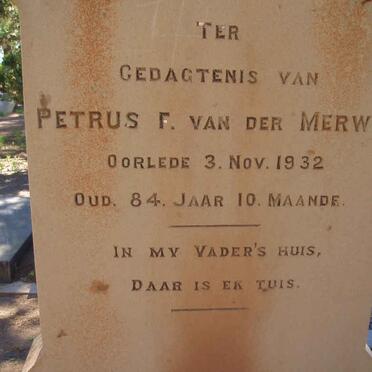MERWE Petrus F., van der -1932