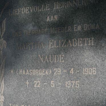 NAUDÉ Martha Elizabeth nee HAASBROEK 1906-1975