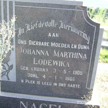 NAGEL Johanna Marthina Lodewika nee HORN 1905-1966