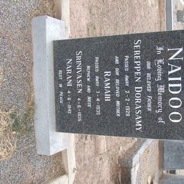 NAIDOO Sereppen Dorasamy -1929 &amp; Ramaih -1935 :: NAIDOO Srinivasen -1935 :: NAIDOO Narani -1942