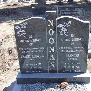 NOONAN Frank Andrew 1935-2010 :: NOONAN Frances 1910-1985