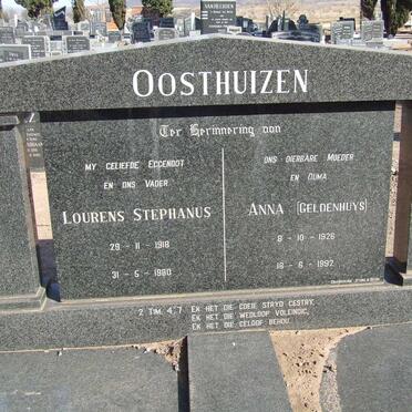 OOSTHUIZEN Lourens Stephanus 1918-1980 &amp; Anna GELDENHUYS 1926-1992