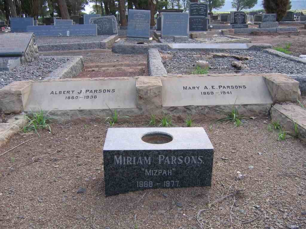 PARSONS Albert J. 1860-1938 &amp; Mary A.E. 1869-1941 :: PARSONS Miriam 1888-1977