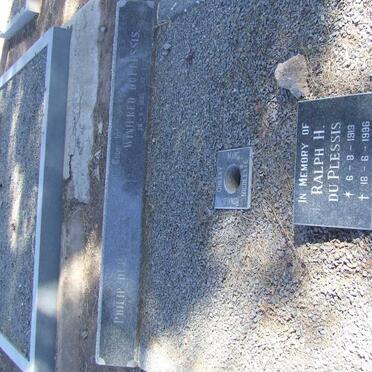 PLESSIS Philip, du 1889-1969 &amp; Winifred 1895-1975 :: DU PLESSIS Ralph H. 1919-1996