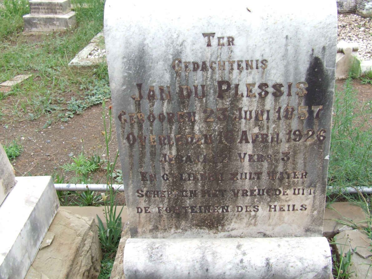 PLESSIS Jan, du 1857-1926