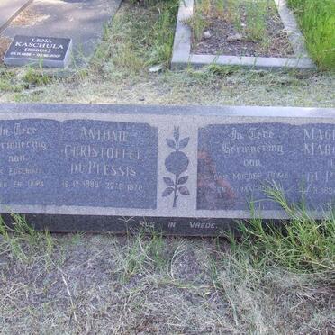 PLESSIS Antonie Christoffel, du 1889-1970 &amp; Magdalena Magrietha 1894-1989