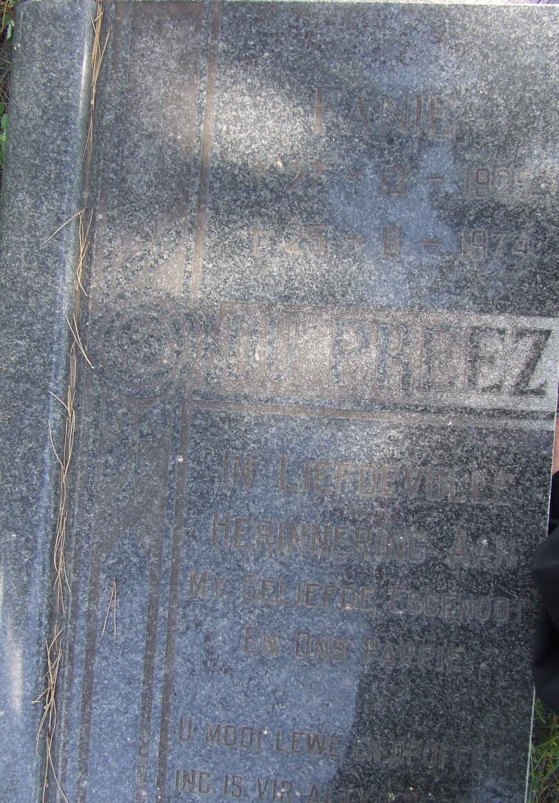 PREEZ Fanie, du 1925-1974