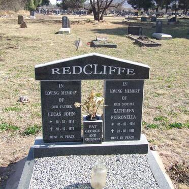 REDCLIFFE Lucas John 1914-1974 &amp; Kathleen Petronella 1914-1995