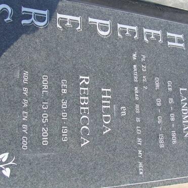 SCHEEPERS Coenraad Pieter Landman 1906-1988 &amp; Hilda Rebecca 1919-2010