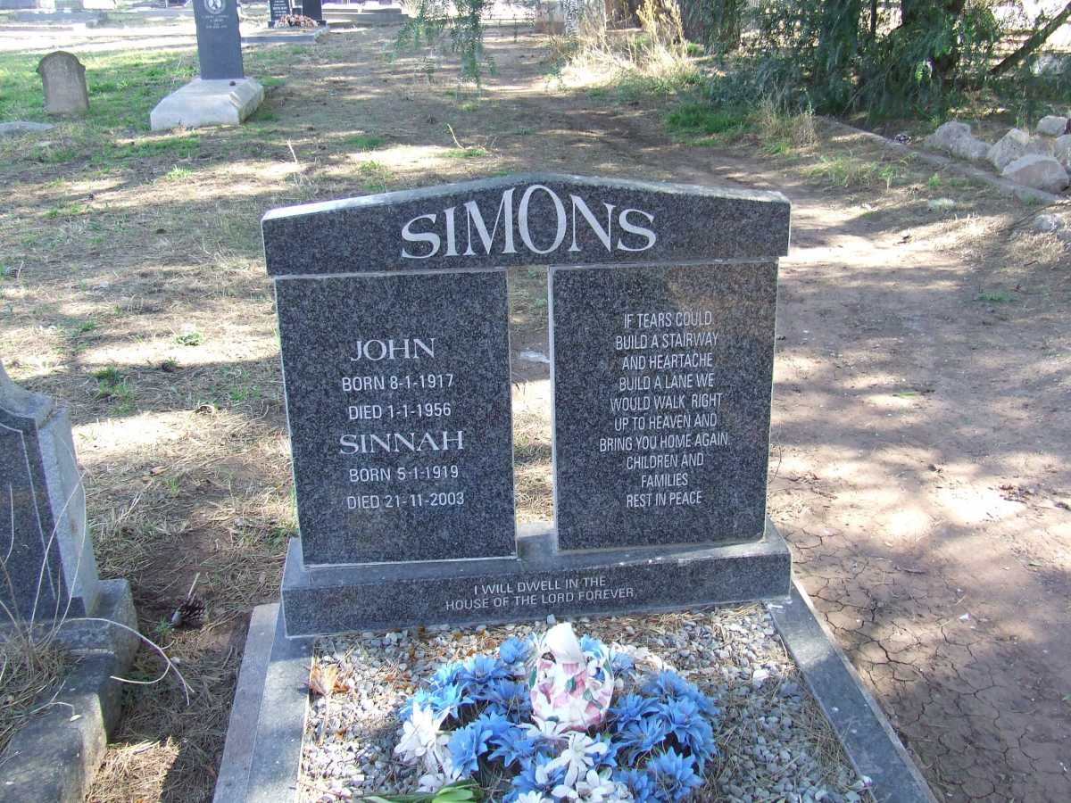 SIMONS John 1917-1956 &amp; Sinnah 1919-2003